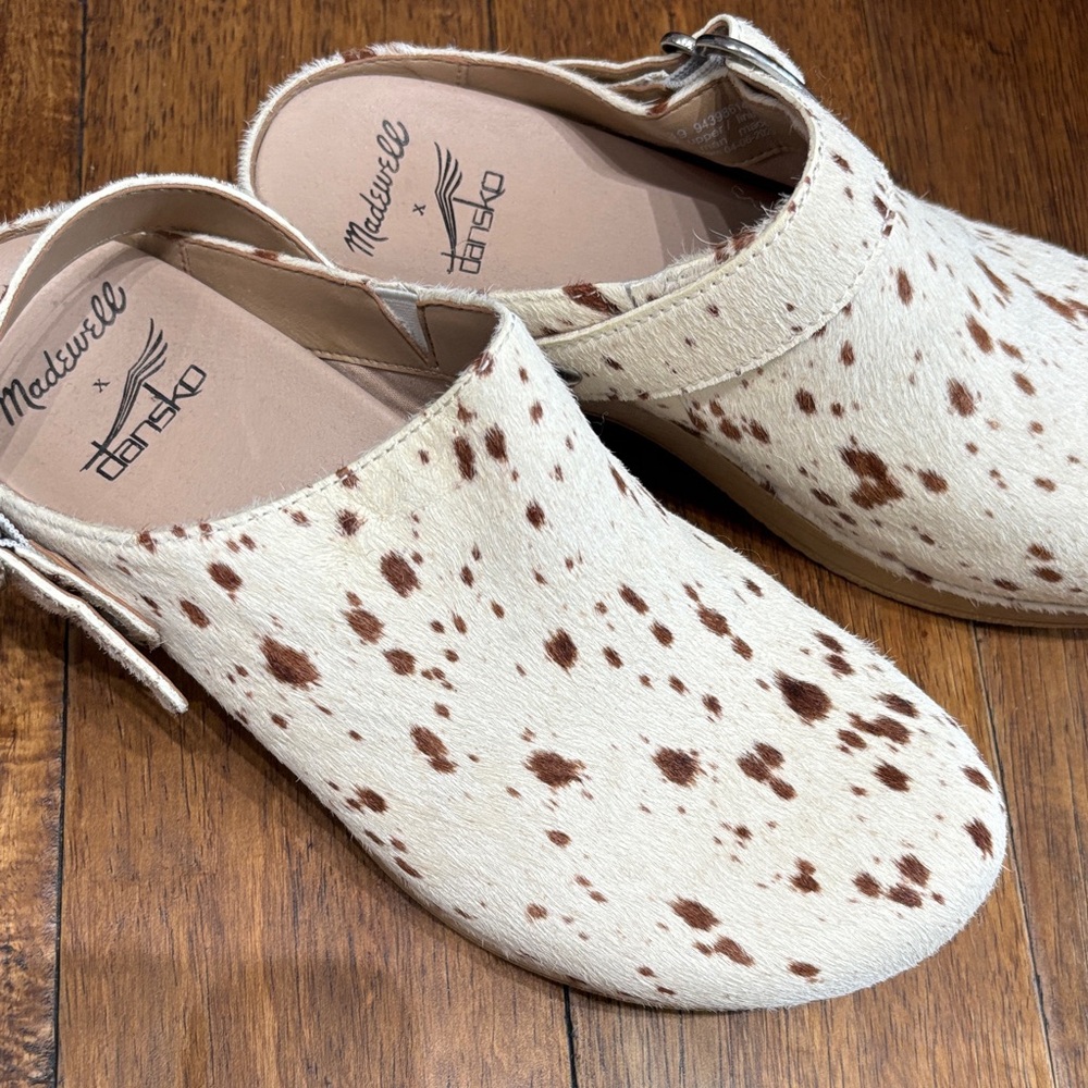 Dansko Cream and Brown Mules